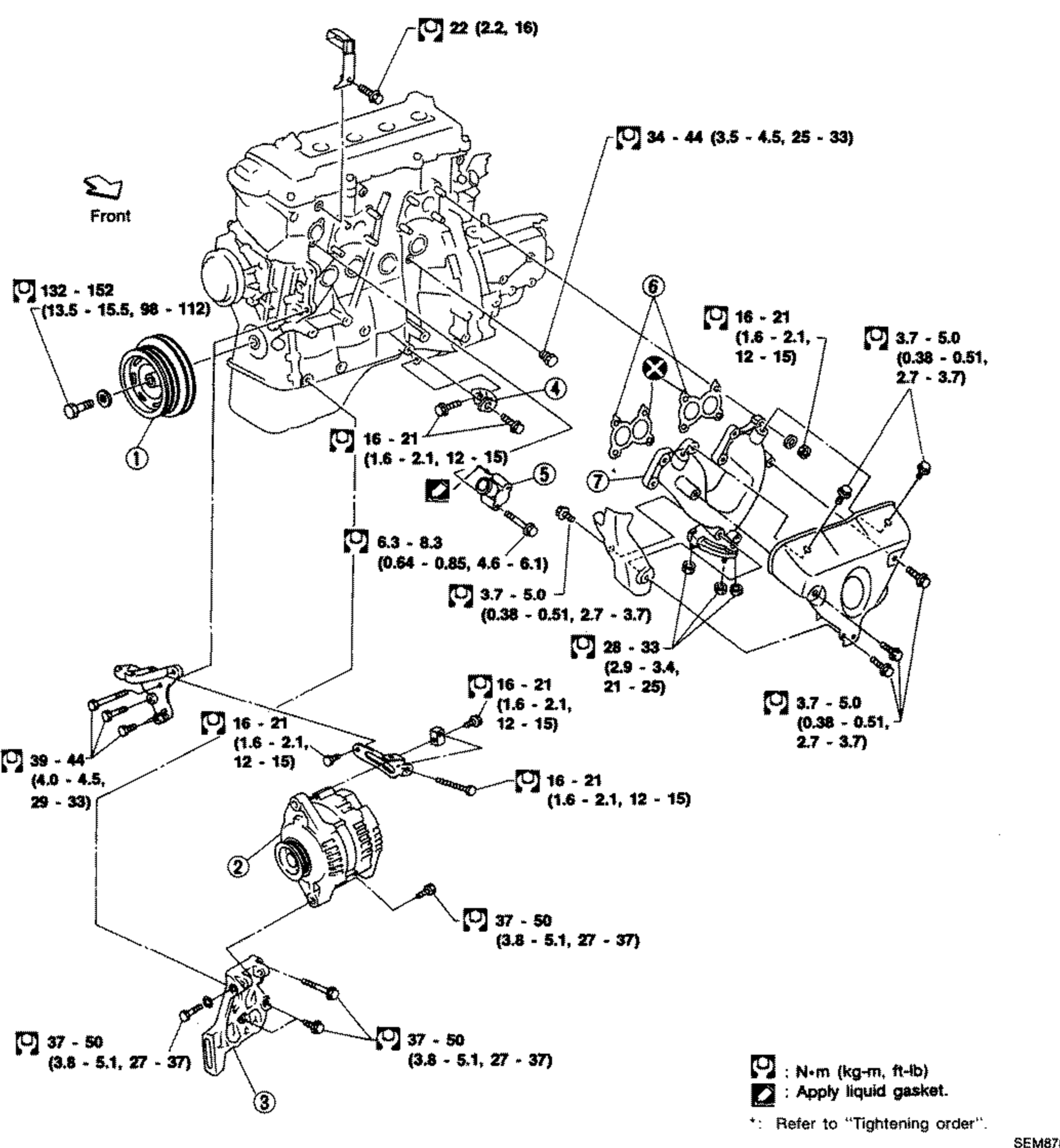 Outer Component Parts (GA16DE) - Exhaust Manifold & Accessory Drive