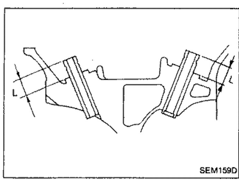 Cross-section illustration showing pressing a service valve guide into the cylinder head, with the projection dimension 'L' indicated above the guide.