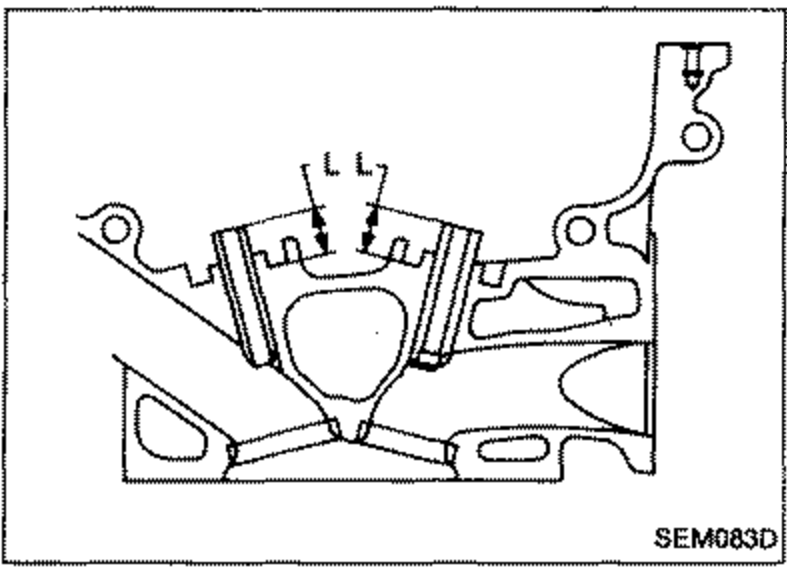 Cross-section illustration showing the projection 'L' of the valve guide above the cylinder head surface after pressing, dimension labels 'L'.