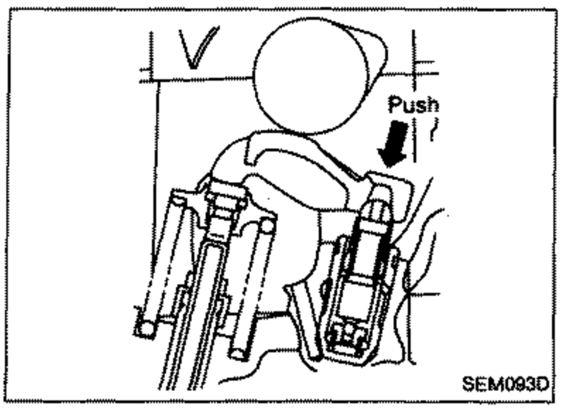 Illustration showing checking of hydraulic lash adjuster by pushing at the lash adjuster location, label 'Push', with an arrow indicating the push direction.