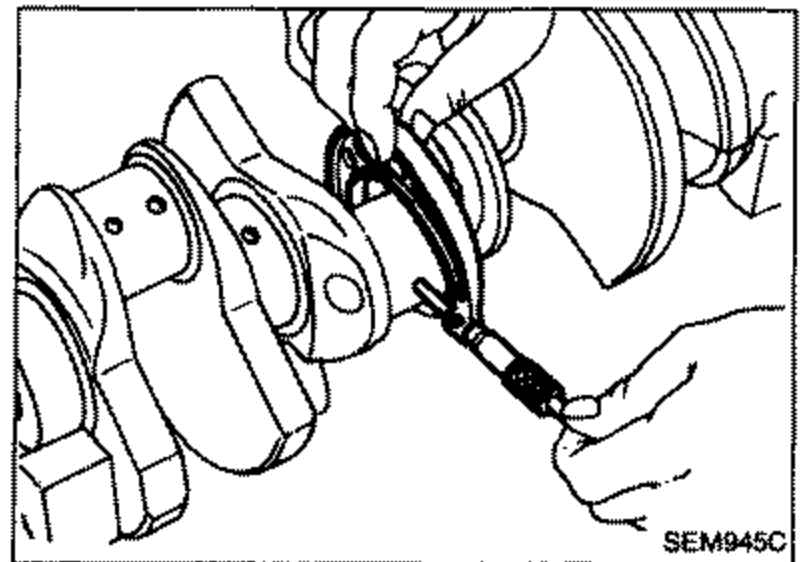 Illustration of measuring the outer diameter 'Dp' of a crankshaft pin journal with a micrometer.
