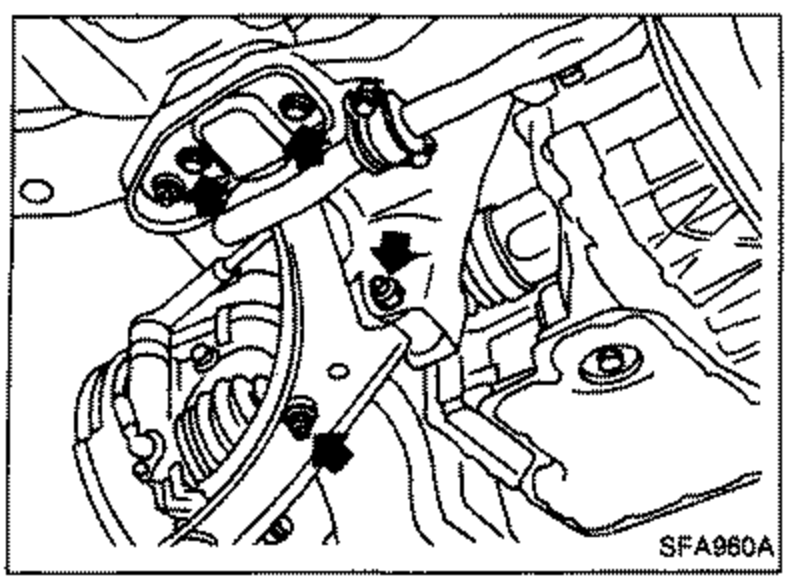 Front suspension area showing the transverse link (lower control arm) and tie-rod ball joint to be disconnected (RH & LH), with arrows pointing to the ball joint fasteners.