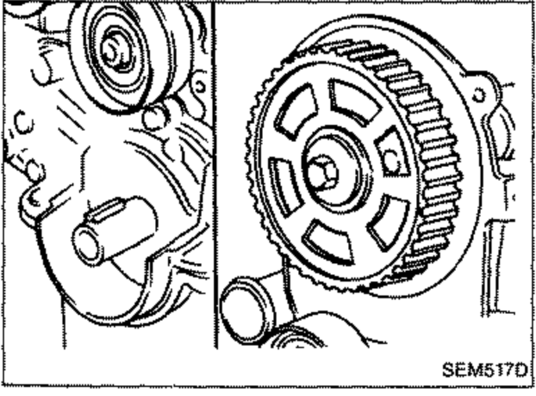 Camshaft sprocket and timing marks, confirming No. 1 piston is set at T.D.C. on its compression stroke.