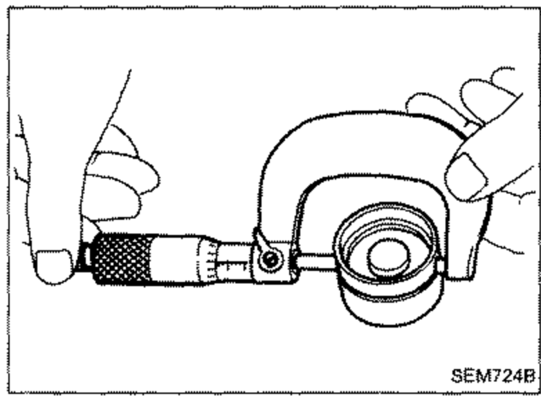 Micrometer measuring the outer diameter of a valve lifter.