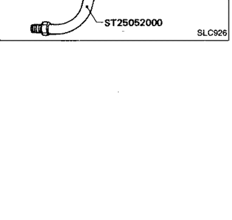 Oil pressure gauge with hose attached, used to measure engine oil pressure. Tool ST25051001 labels the gauge head and ST25052000 labels the hose/adapter.