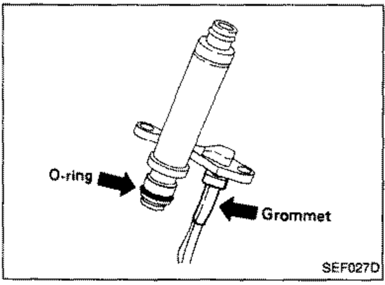 Illustration of the air-fuel ratio solenoid valve with callouts to 'O-ring' (left) and 'Grommet' (right).