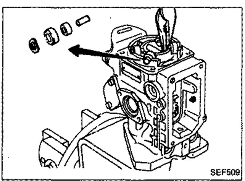 Roller and holder being installed into the pump body. An exploded row of rollers is shown at upper left with an arrow indicating installation into the holder.