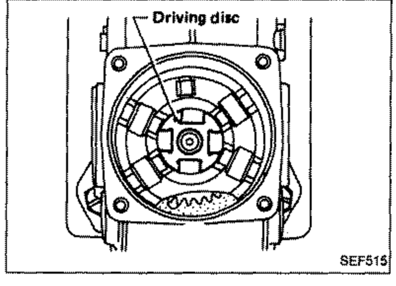 Driving disc shown installed with its concave side facing up.