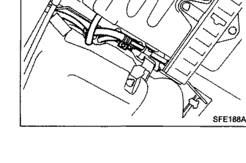 Underbody view showing tubes routed near the fuel tank, to be disconnected after removing propeller shaft, differential carrier, suspension member and drive shaft.